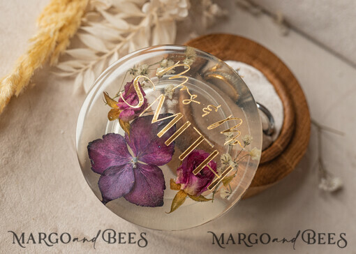 Pudełka Szkatułki na Obrączki epoxy ręcznie robione pudełeczko z drewna z żywicą, personalizowane pudełko na obrączki ślubne, pudełkeczka z kwiatami na obrączki